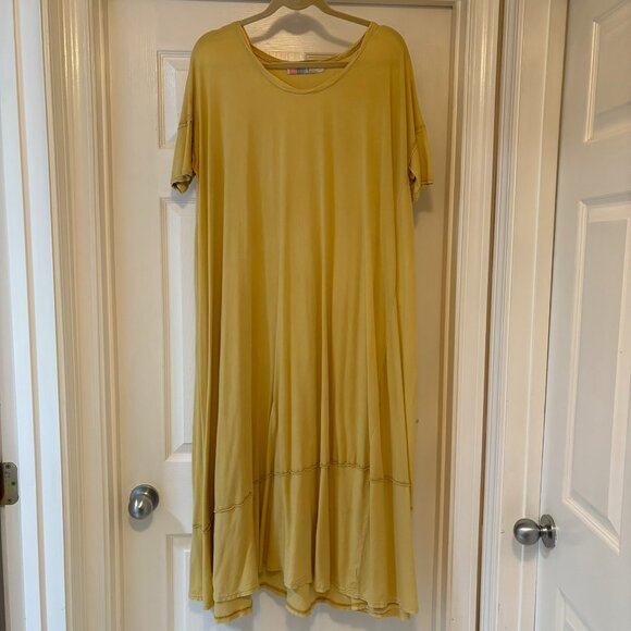 Free People Pebble Beach Maxi T-Shirt Dress, Yellow M - Picture 2 of 4